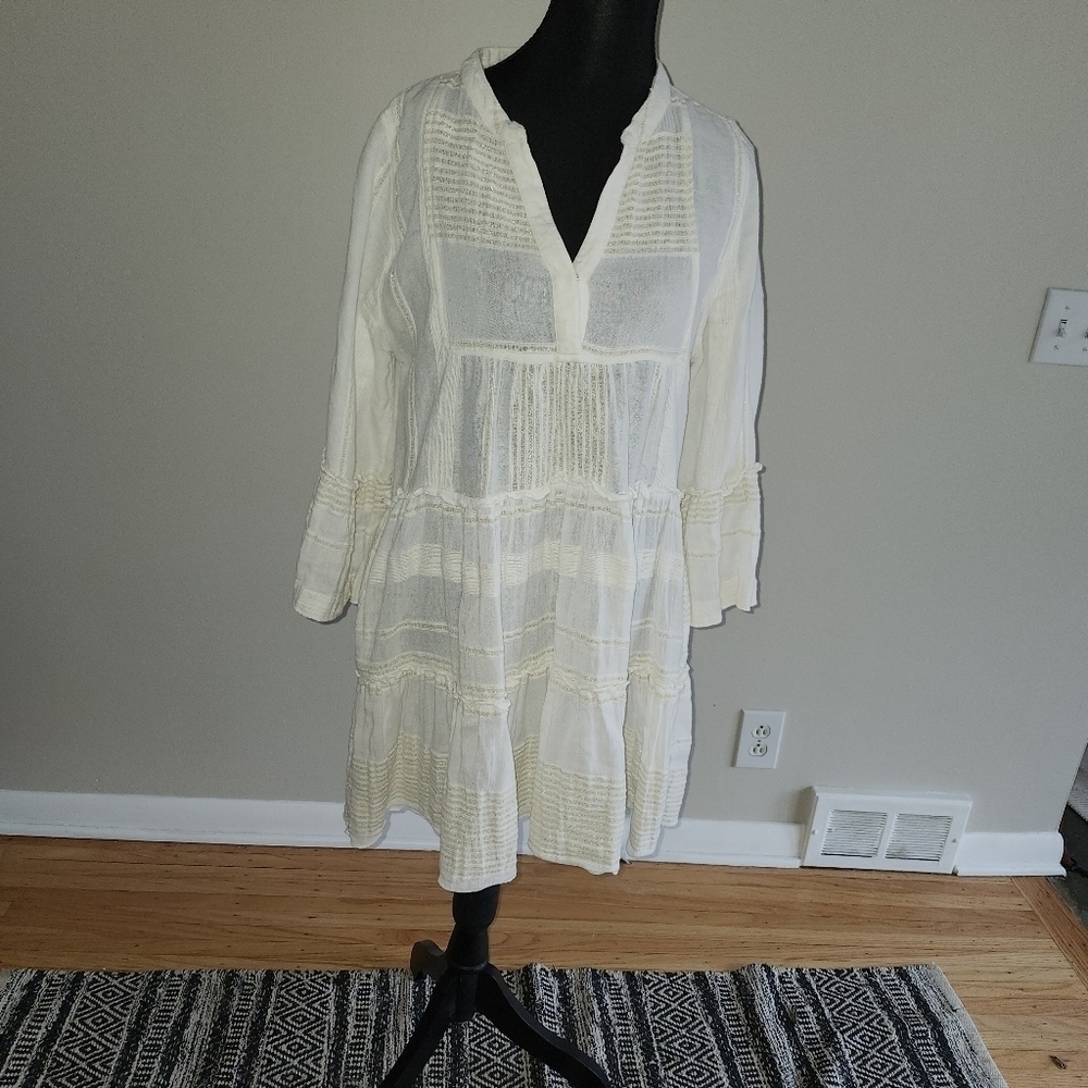 Elan Long Sleeve Cream Dress